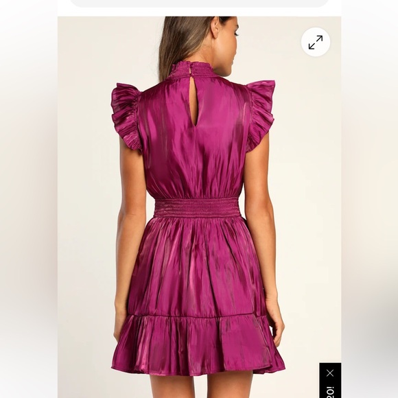 Lulu's Magenta Ruffle Mini Dress - Picture 7 of 8